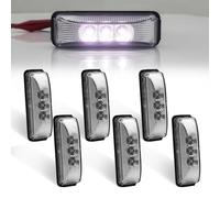 Biqiure 6PCS Trailer Marker Lights, White 4 Inch 3-LED Side Marker Indicator Light Front Rear Side Position Lamps 12V 24V Clearance Light for Truck Camper Van Lorry RV