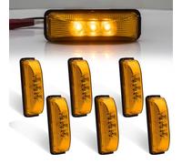 Biqiure 6PCS Trailer Marker Lights, Yellow 4 Inch 3-LED Side Marker Indicator Light Front Rear Side Position Lamps 12V 24V Clearance Light for Truck Camper Van Lorry RV