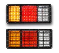 Biqiure LED Trailer Lights Rear 12v, 24V LED Trailer Lights with Iron Net Cover Turn Signal Brake Reverse Taillight for Truck Boat Trailer Pickup RV Camper UTV UTE Van