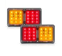 Biqiure LED Trailer Lights Rear 12v, 24V Square LED Trailer Lights Turn Signal Brake Reverse Taillight for Truck Boat Snowmobile Trailer Pickup RV Camper UTV UTE Vans (Red&Yellow)