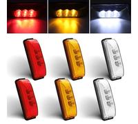 Biqiure Trailer Marker Lights, White/Red/Yellow 4 Inch 3-LED Side Marker Indicator Light Front Rear Side Position Lamps 12V 24V Clearance Light for Truck Camper Van Lorry RV,6pcs