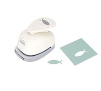 BiraBira Paper-punches 1 inch Fish Symbol Shape Manual Lever Action Craft Punch, White