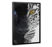 BIRART Black Panther White Leopard Split Face Canvas Poster Wall Art Decor Print Picture Paintings for Living Room Bedroom Decoration 16" L X 24" W