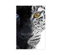 BIRART Black Panther White Leopard Split Face Canvas Poster Wall Art Decor Print Picture Paintings for Living Room Bedroom Decoration 16" L X 24" W