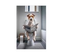 BIRART Funny Bathroom Parson Russell Terrier in Toilet Canvas Poster Bedroom Decor Print Picture Paintings 12x18inch(30x45cm)