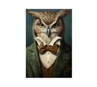 BIRART Owl Portrait Print Portrait Oil Painting Altered Poster(1) Canvas Poster Bedroom Decor Print Picture Paintings 12x18inch(30x45cm)