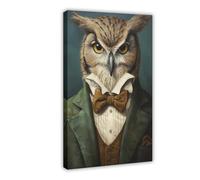 BIRART Owl Portrait Print Portrait Oil Painting Altered Poster(1) Canvas Poster Bedroom Decor Print Picture Paintings 08x12inch(20x30cm)