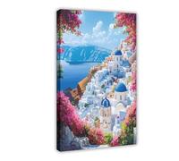 BIRART Santorini Travel Poster Canvas Poster Wall Art Decor Print Picture Paintings 12x18inch(30x45cm)