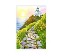 BIRART Sifnos Island Chapel Watercolor Print Greece Travel Gift Canvas Poster Wall Art Decor Print Picture Paintings 12x18inch(30x45cm)