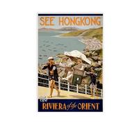 BIRART Vintage Hong Kong Travel Poster Canvas Poster Bedroom Decor Print Picture Paintings 20x30inch(50x75cm)