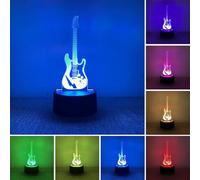 BIRBANN 3D Guitar Lamp, 3D Night Light Guitar Gifts for Music Lover, Touch Sensitive Smart 7 Colour Led Mood Lights, Birthday Holidays Present for Musical Instrument Shop Home Party Supply Decoration