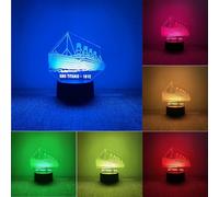 BIRBANN 3D Titanic Lamp, 3D Night Light Titanic Gifts, Touch Sensitive Smart 7 Colour Led Mood Lights, Birthday Holidays Present for Home Party Supply Decoration