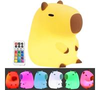 BIRBANN Capybara Cute Night Light, Nursery Lamp, 7-Color RGB & 3-Level Warm Dimmable Warm and Remote Control, Gift for Kids,Silicone Capybara Nightlights,Baby Nursery College Dorm Kawaii Décor
