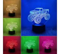 BIRBANN Monster Truck Night Light, Children's 3D Lamp, Touch Sensitive Smart 7 Colour Led Table Lamp, Birthday Holidays Present, Monster Truck Birthday Decorations for Boys Girls