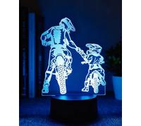 BIRBANN Motorcycle 3D Night Light for Children Boys Girls Years, 7 Colours LED Table Lamp with USB Touch Switch, Room Decoration Gift for Boys Birthday Christmas