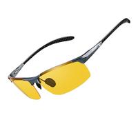 BIRCEN Polarized Carbon Fiber Sunglasses Men UV Protection Sports Fishing Driving Sunglasses for Men Al-Mg Frame, M-gunmetalframeyellowlens, Regular