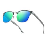 Bircenpro Classic Polarised Sunglasses for Men: UV400 Protection Sun Glasses with Al-Mg Square Frame for Driving Outdoor Green Blue Lens