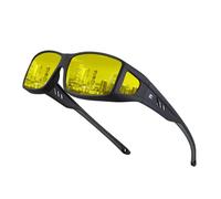 Bircenpro Night Driving Glasses for Men: Anti Glare Polarized Night Vision Glasses Wrap-Around HD Fit Over Glasses for Women Night Use