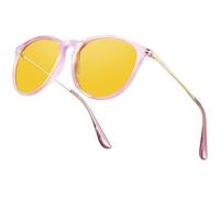 Bircenpro Night Vision Glasses for Women: TR90 Anti-Glare Night Driving Glasses Reduce Eye Strain for Drivers Rain Snow Fog Pink