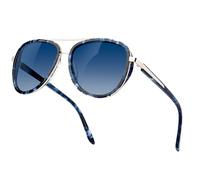 Bircenpro Polarised Pilot Sunglasses for Women: UV - Protection Womens Retro Mirrored Shades with Acetate Frame BC2001 Blue