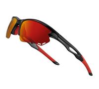 Bircenpro Sport Polarised Sunglasses for Men: TR90 Wrap Around Cycling Glasses UV Protection Lightwight for Driving Golf Orange Lens