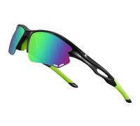 Bircenpro Sport Polarised Sunglasses for Men: TR90 Wrap Around Cycling Glasses UV Protection Lightwight for Driving Golf Green Lens