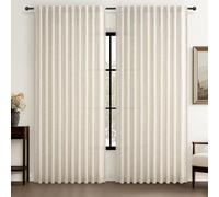 Birch 70 Inches Extra Wide Traverse Sheer Curtains Cream Beige Pleated for Bedroom, Lush Decor Linen Light Filtering Privacy Patio/Sliding Door Drapes for Large Window Long(70" Wx108 Lx2 Panels,Hooks)