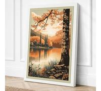Birch at Golden Hour Vintage Canvas Wall Art Print 18x12 Inch (46 x 30 cm)