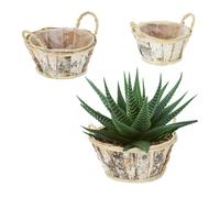 Birch Bark Wooden Indoors Balcony Fibre Foil Lining Rattan Set Handles Plants