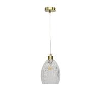 Birch - Clear Fluted Glass with Satin Brass Pendant Fitting