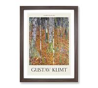 Birch Forest By Gustav Klimt Exhibition Museum Painting Framed Print | A4 Walnut Framed Wall Art | Ready to Hang | Modern Landscape Picture | Living Room Bedroom Lounge Office