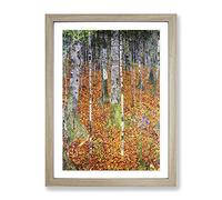 Birch Forest By Gustav Klimt Framed Wall Art Print A4 Oak