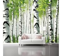 Birch Forest Leaves Photo Wallpaper Mural - Wall Non-Woven Grace Wallpaper for Living Room Bedroom, Indoor Green Wall Painting for Tv Backdrop Kids Room 300 x 210 cm (W x H)
