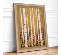 Birch Forest Light Scandinavian Framed Wall Art Print A1 Oak | Ready to Hang, Premium Gi Paper, Fade-Resistant Inks, Securely Packaged, UK Made