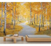 Birch Forest Murals Fall Woodland Tree Wallpaper for Kids Room Autumn Forest Wallpaper for Bedroom Poster Mural Living Room Dining Room Decor 490 X 350 cm