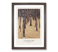 Birch Forest No.2 with Border by Gustav Klimt Framed Print | A2 Walnut Framed Wall Art | Ready to Hang | Modern Landscape Picture | Living Room Bedroom Lounge Office