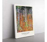 Birch Forest with Border by Gustav Klimt Canvas Wall Art Print 30x20 Inch
