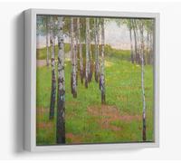 Birch grove in the evening light ™sterreichische Galerie Belvedere Canvas Floater Frame Square Print Picture Art - White Frame 24 inch wide x 24 inch high