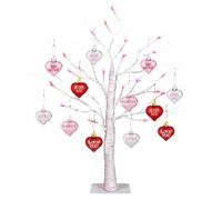 Birch Illuminated for Saint - 24 Inch Christmas Decorations with Timer, Illuminated Birch for Indoor Home Party Decorations, Tabletop, Romantic LED Ornament,
