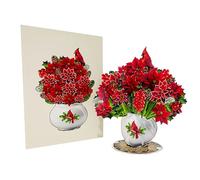 Birch Poinsettia Flower Pot Bouquet 3D Pop Up Card, with Detachable Paper Flower Bouquet, Gift for Birthday, Anniversary, Thank You, All Occasion - Includes Note