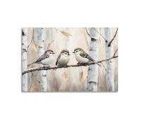 Birch Tree Canvas Wall Art Abstract Aspen Trees Artwork Autumn Forest Birds Landscape Painting Modern Scenic Nature Hanging Paintings Poster Stylish Decor for Living Room 08x12inch(20x30cm)