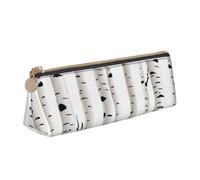 Birch Tree Leather Pencil Case Slim Design Pen Bag with Metallic Zipper Pocket Size for Or Student Office College Middle School Pen Pouch