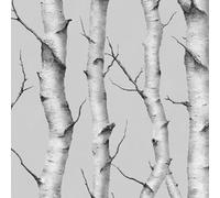 Birch Tree Peel and Stick Wallpaper 0.52×5 m Removable Self Adhesive 3D Grey Forest Branch Contact Paper Sticky Back Thicken Waterproof Matte Wall Paper for Living Room Bedroom Furniture Decorate
