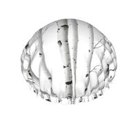 (Birch Tree) Print Double Layer Waterproof Shower Cap for Long Hair - Reusable Bath Hair Protection with Elastic Band for Women Travel.