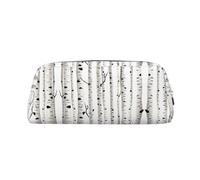 Birch Tree Printing Leather Pencil Pouch Pen Case Elegant and Practical Bag for Students Perfect for Office School