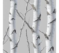 Birch Tree Self Adhesive Wallpaper 3D Grey Forest Branch Contact Paper Peel and Stick Wallpaper Thicken Waterproof Matte with Sticky Back Canvas Wall Cabinets Furniture Stickers Decorate 0.3×3 m