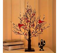 Birch Tree With Lights And Birds Battery Operated Warm Led 60 Led Pre Lit Christmas Tree