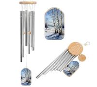 Birch Trees in A Snowy Landscape Wind Chimes Memorial Deep Tone Windchime with 6 Aluminum Tubes Outdoor Backyard Garden Decoration