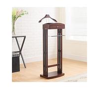 Birch Valet Stand with DrawerStylish Suit Rack Wardrobe Top Tray Contour Hanger Trouser Bar Tie & Belt Hooks Shoe RackPerfect for Organizing Men's Essentials