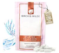 Birch & Wilde Marine Collagen 1200mg, Skin Hair & Joints, 60 Caps | Hydrolyzed Peptides for Women & Men, Nails & Bones, Glow Support, Halal & Kosher, UK Made, 1-Month Supply